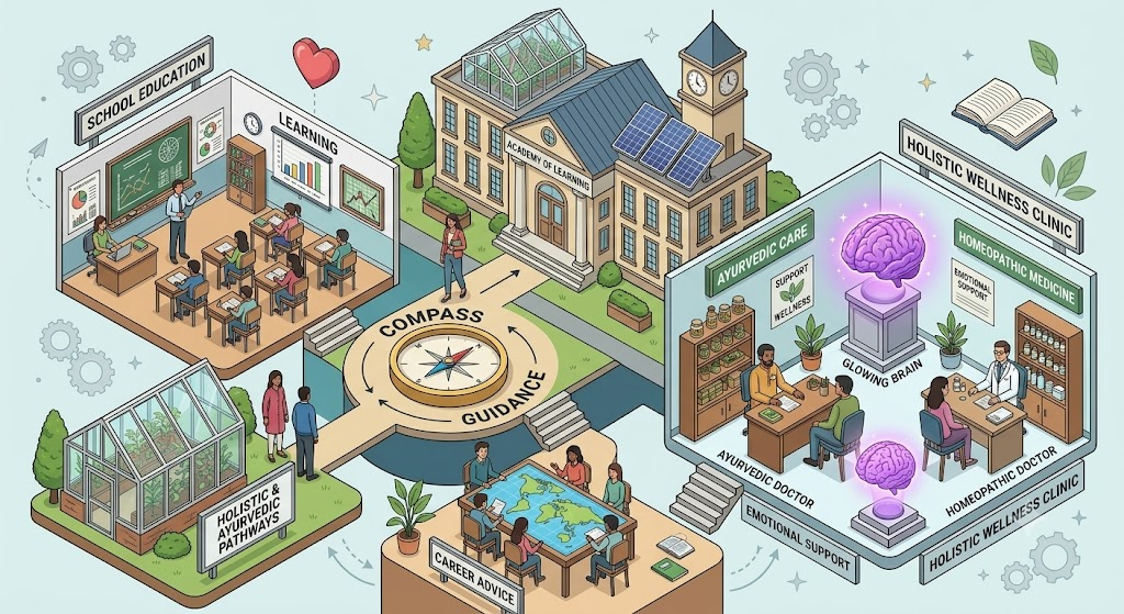School Education, Career Guidance & Mental Health Illustration